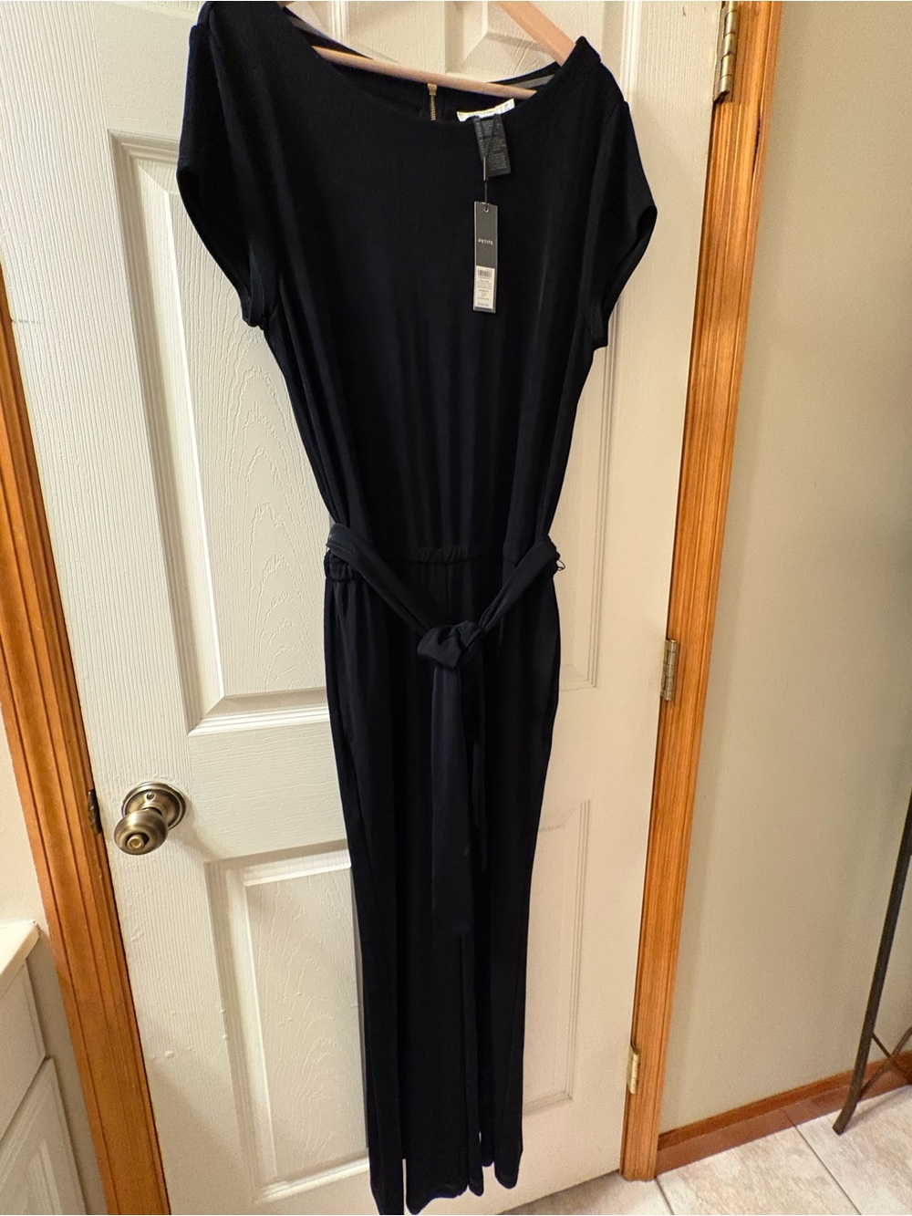 NWT Chico’s Black Jumpsuit Size 2P Petite Belted Wide Leg One Piece